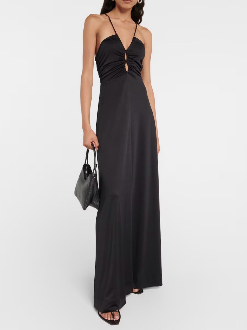 Ganni Women's Black Crepe Jersey Maxi Dress